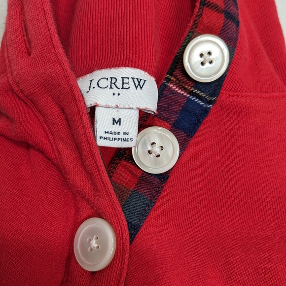 J Crew Tartan Wide Button Collar Sweatshirt M #5100 - Picture 2 of 7